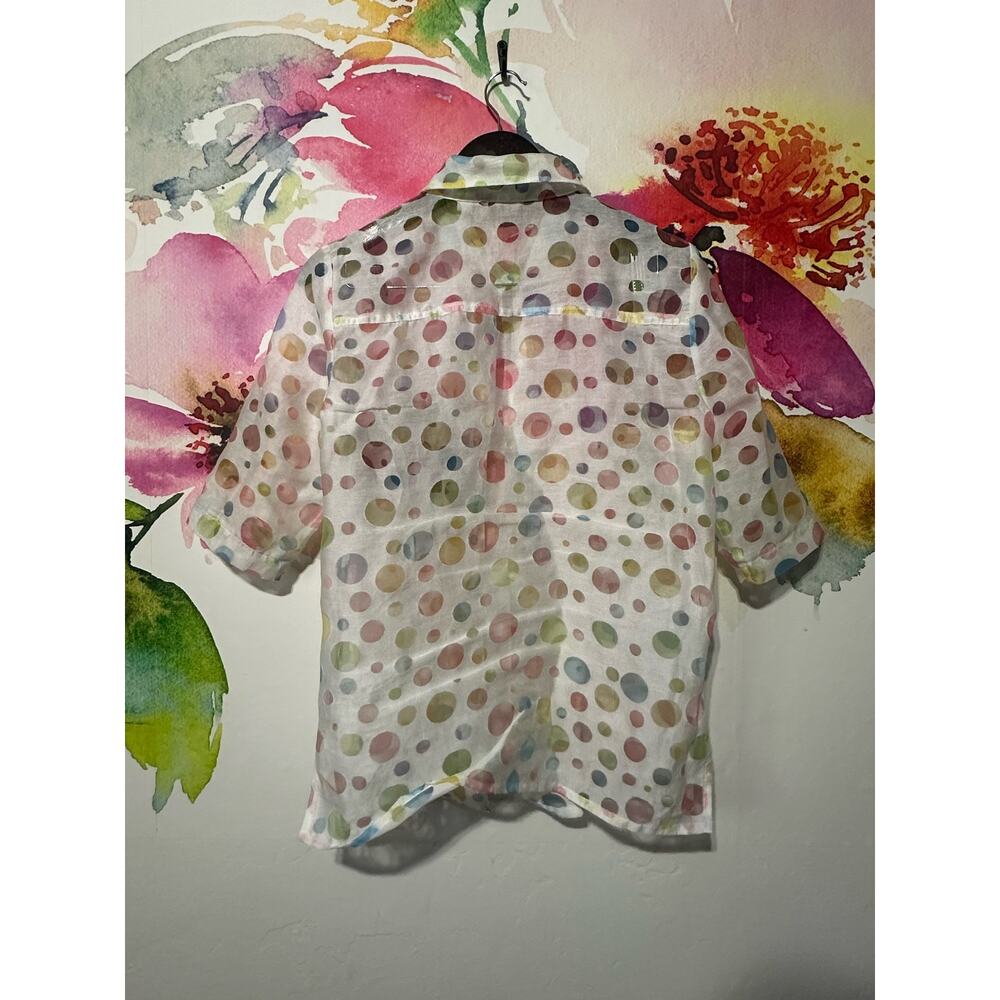 Erin London Women’s Poka Dot 3/4 Sleeve Button Up Sheer Blouse size small - Picture 4 of 4
